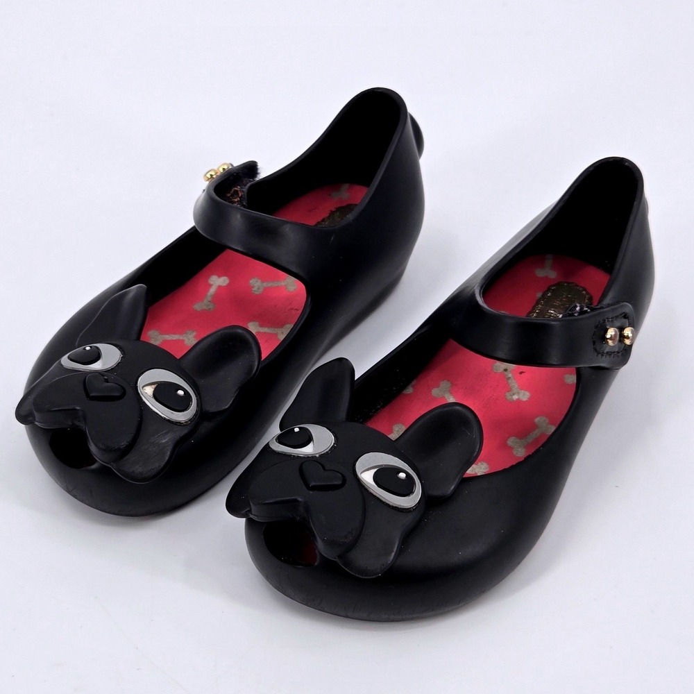 Mini Melissa Ultragirl Dog Frenchie Black Mary‎ Jane Jelly Shoes Toddler 7